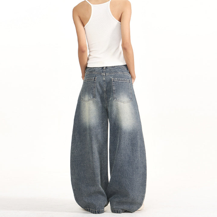 Women's extreme wide balloon jeans in palazzo cut with patch pockets Mune Fashion