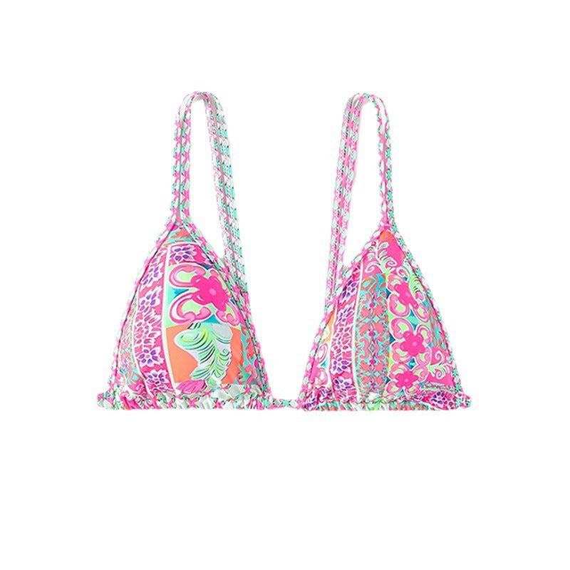 Women's triangle bikini with playful pattern mix and adjustable straps Mune Fashion