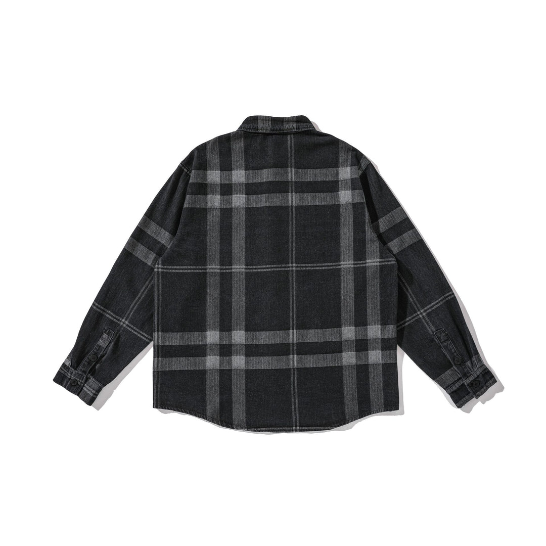 Men's Oversized Checkered Shirt Jacket in Worker Style with Rounded Hem and Chest Pocket Mune Fashion