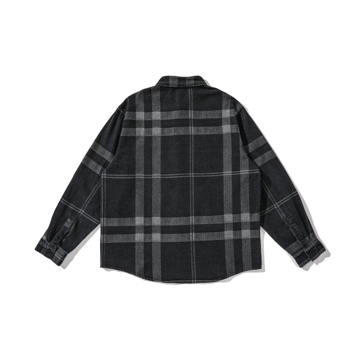 Men's Oversized Checkered Shirt Jacket in Worker Style with Rounded Hem and Chest Pocket Mune Fashion