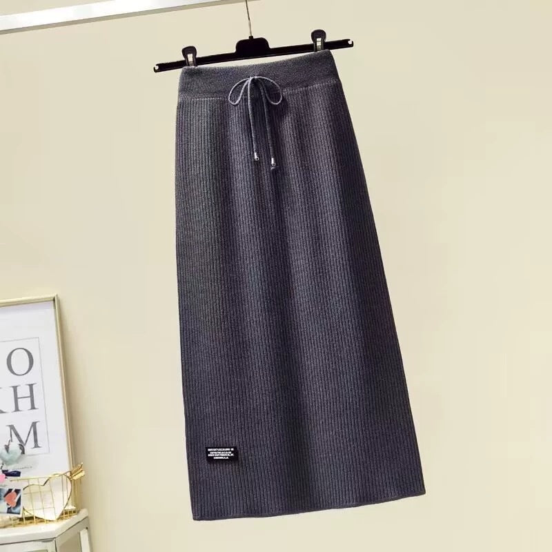 Women's Long Midi Skirt with Elastic Waistband Mune Fashion