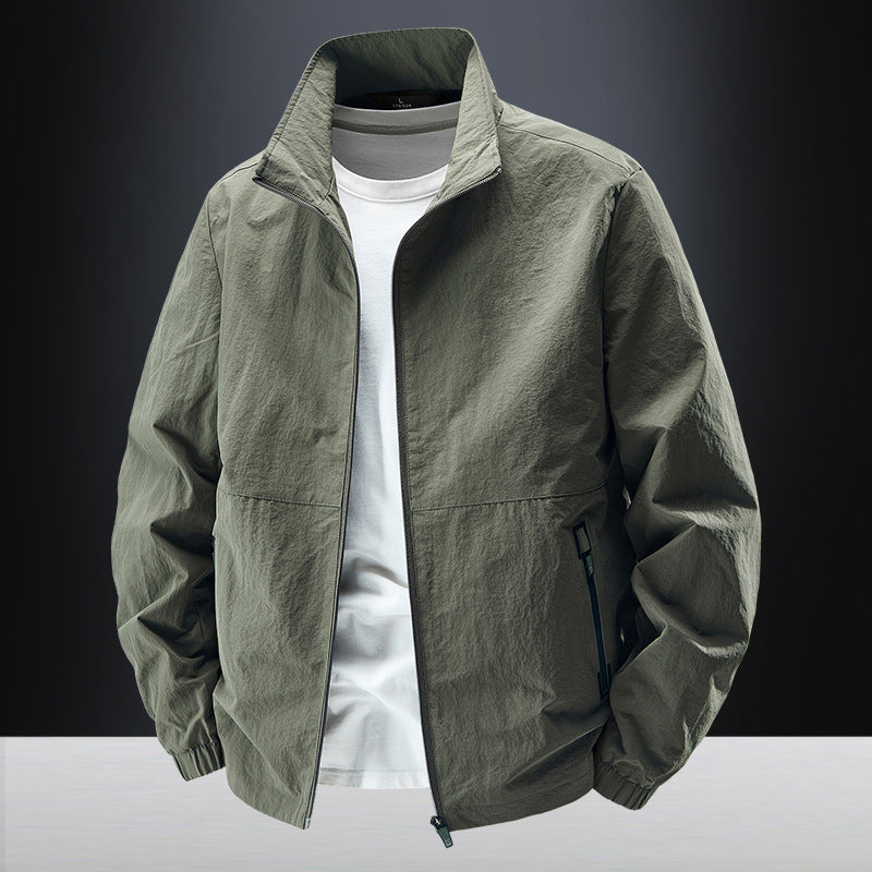 Men's minimalist functional jacket with stand-up collar, breathable mesh lining, and water-repellent zippers Mune Fashion