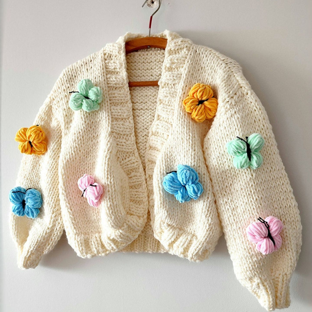 Women's Fashion Cardigan with Floral Decor