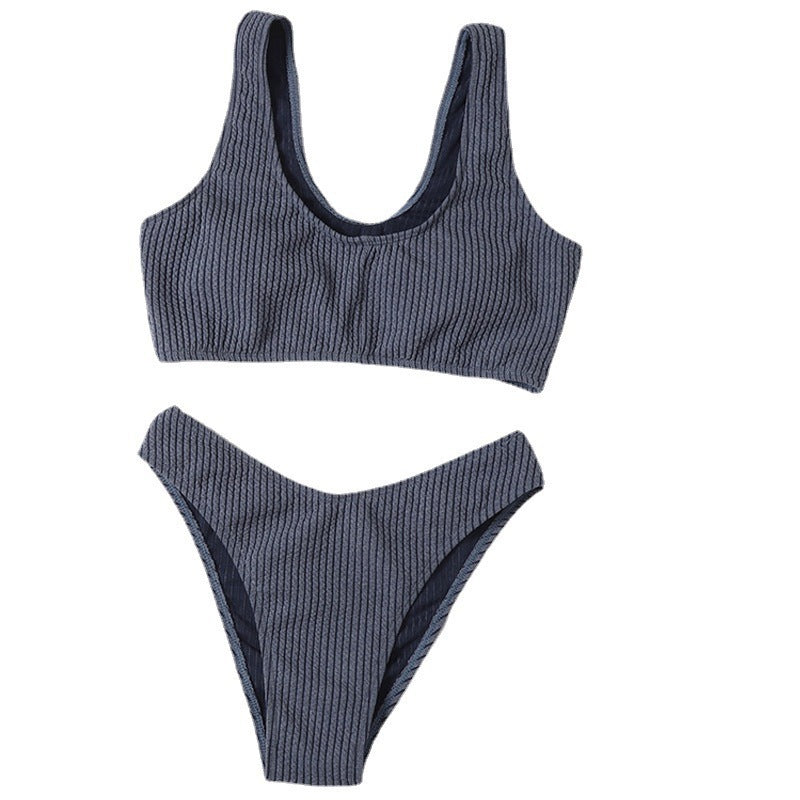 Women’s sports bikini set with textured bustier and high-cut briefs Mune Fashion