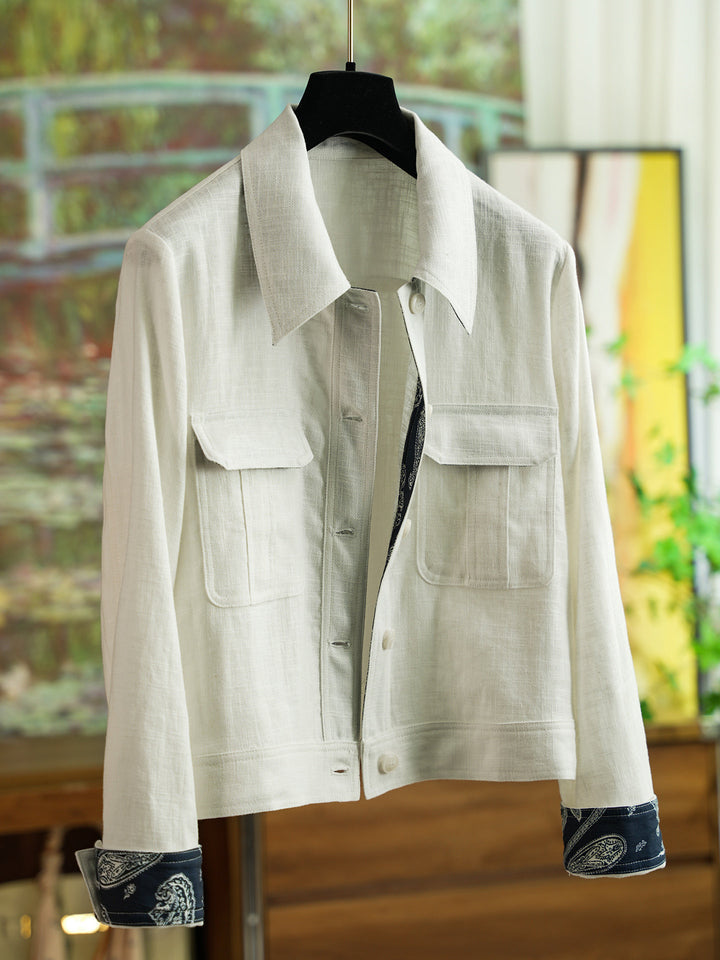 Women's Fashionable Cotton Jacket with Asymmetrical Collar Mune Fashion