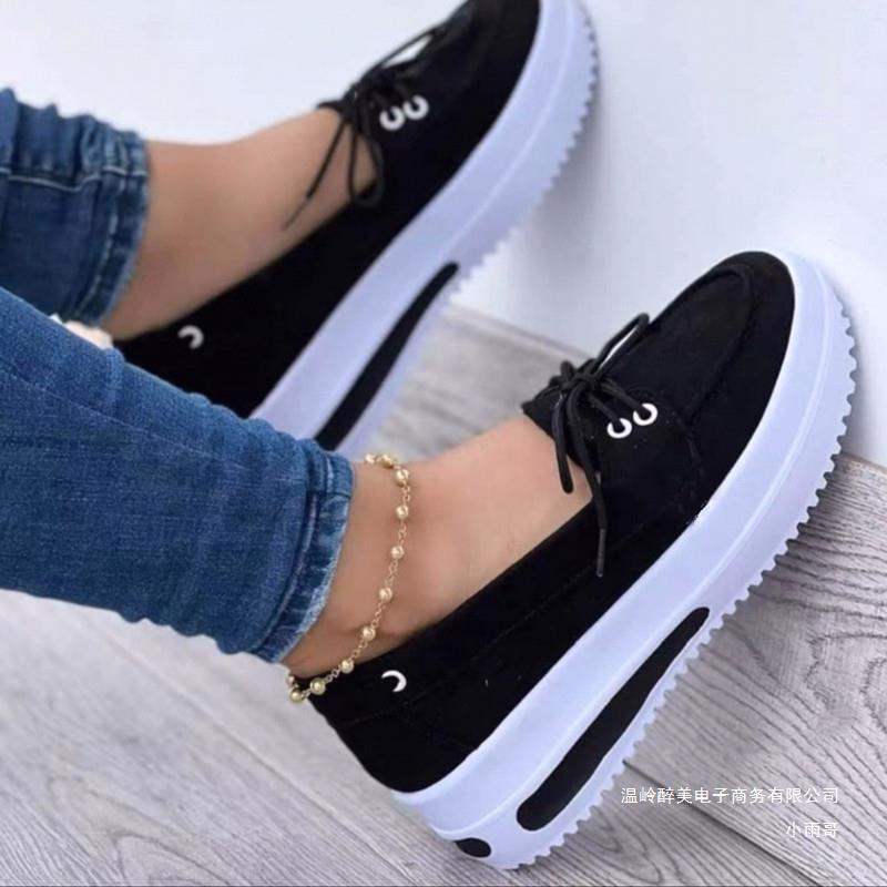 Women's Moccasin Platform Slipper with Decorative Lacing and Air Cushion Sole Mune Fashion