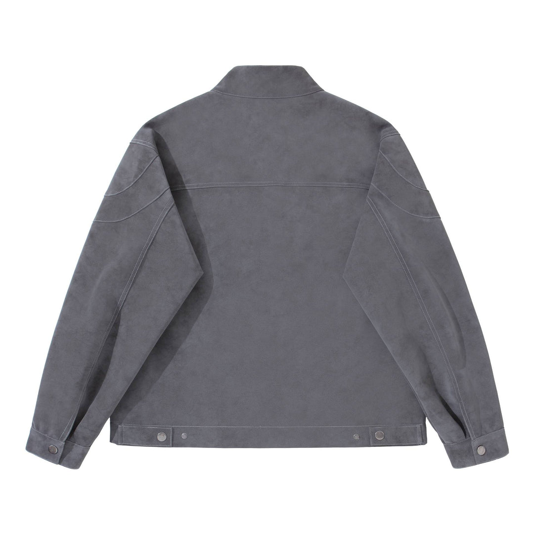 Men's short blouson in suede look with stand-up collar and concealed zipper Mune Fashion