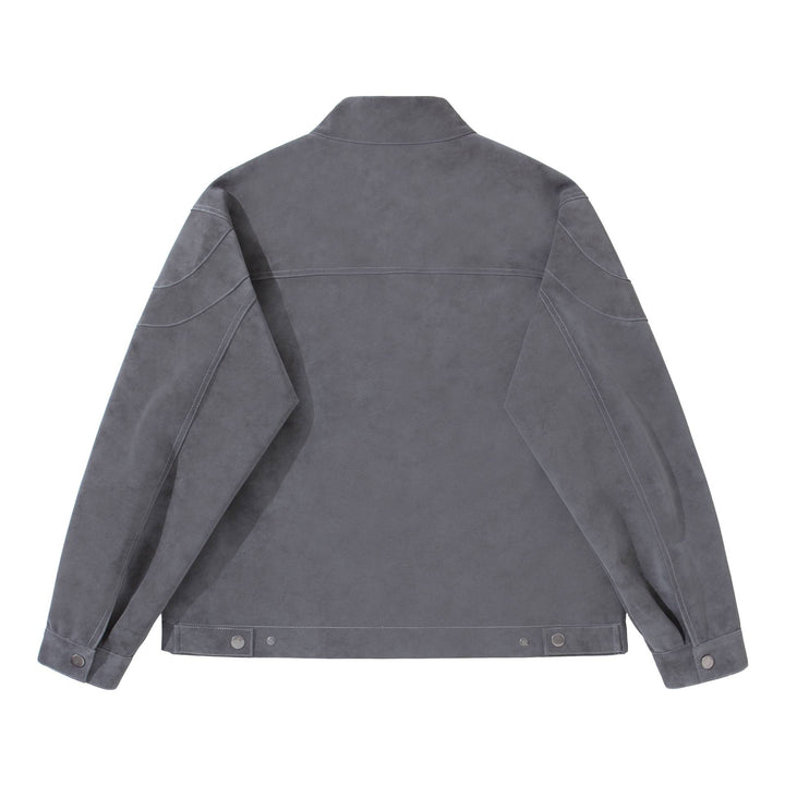 Men's short blouson in suede look with stand-up collar and concealed zipper Mune Fashion