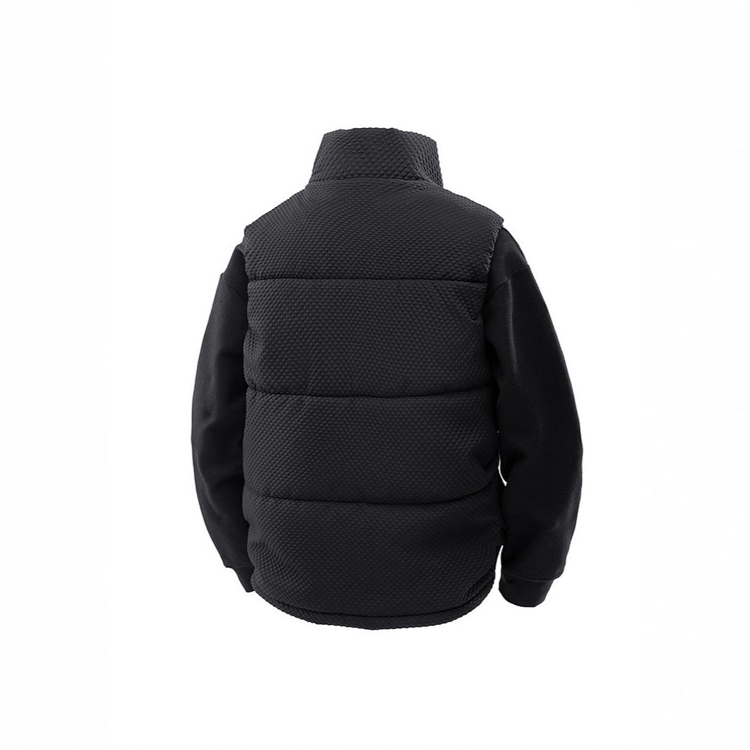 Men's Padded Quilted Vest with Utility Pockets and High Collar Mune Fashion