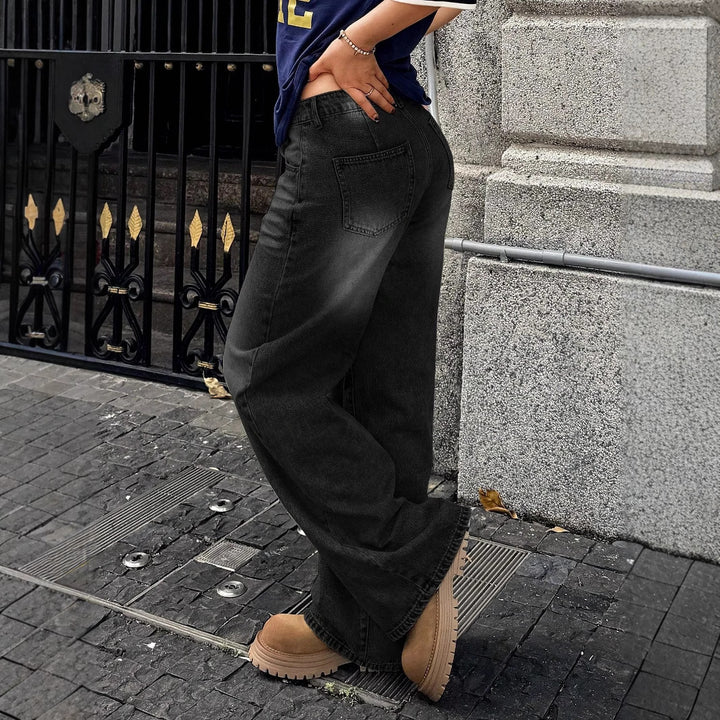 Ladies wide high-waisted denim jeans in baggy style with extra wide leg Mune Fashion