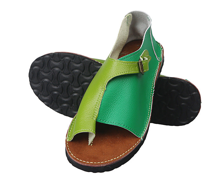 Men's handmade leather sandals with open toe adjustable buckle closure and cushioned comfort insole Mune Fashion