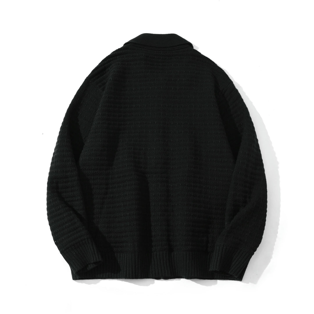 Unisex Structured Zip Knit Cardigan with Large Lapel Collar Mune Fashion