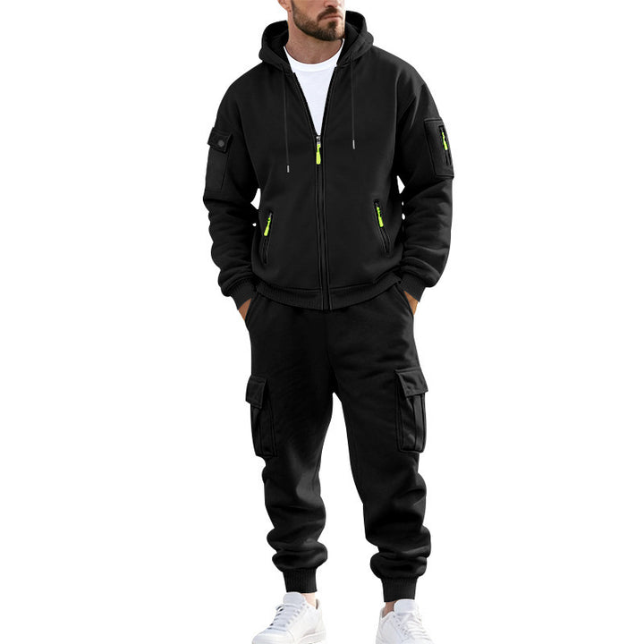 Men's nano urban functional cargo sweat set with hoodie, zippered pockets, and tapered cargo jogger Mune Fashion