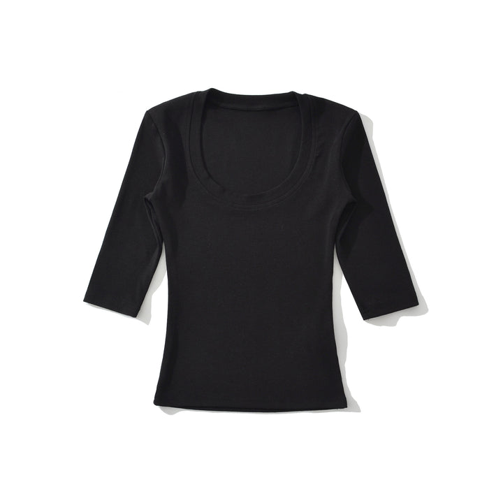 Women's fitted long sleeve with a deep round neckline Mune Fashion