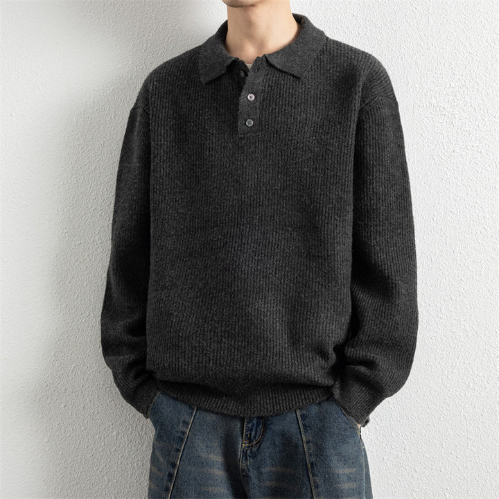 Men's knitted sweater with button placket Mune Fashion