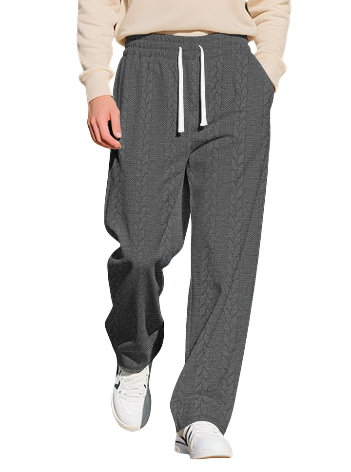 Men's loosely falling knit joggers with cable pattern and drawstring Mune Fashion