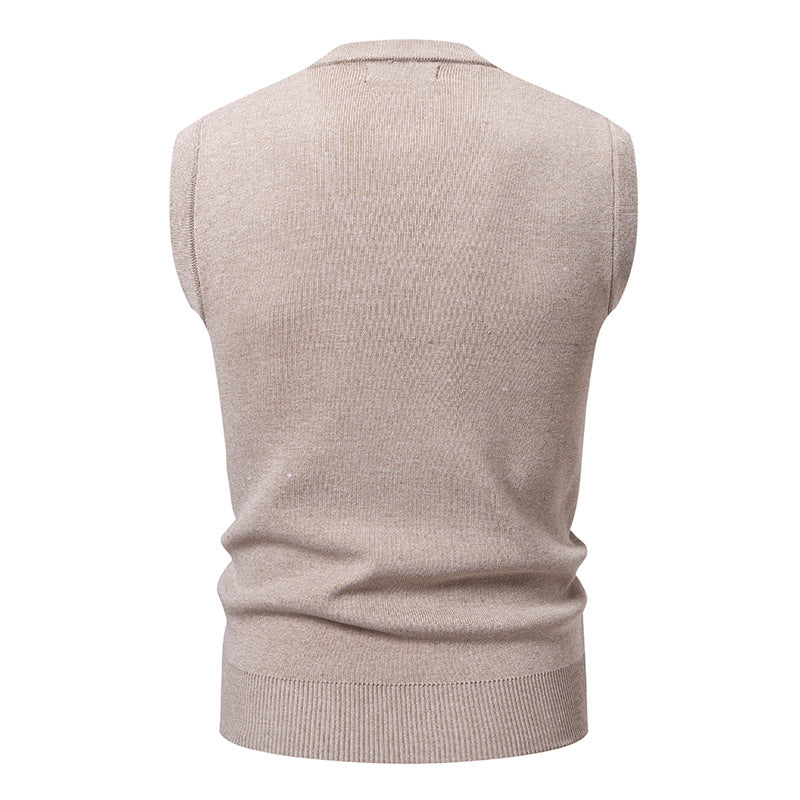 Men's sleeveless knitted vest with V-neck, fine textured knit and elastic waistband Mune Fashion