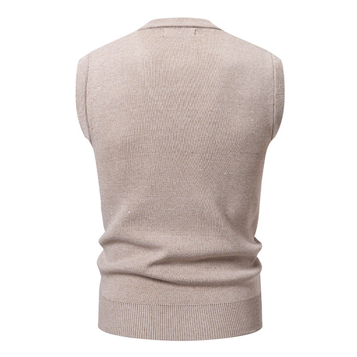 Men's sleeveless knitted vest with V-neck, fine textured knit and elastic waistband Mune Fashion