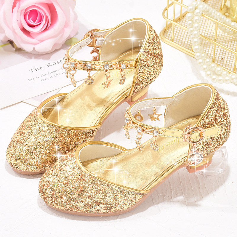 Girl Glittering Ballerinas with Adjustable Strap and Sparkling Charms Mune Fashion