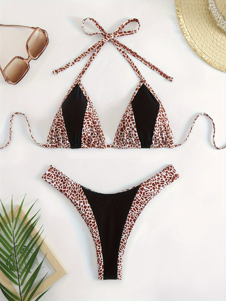 Ladies triangle bikini with stylish giraffe pattern Mune Fashion