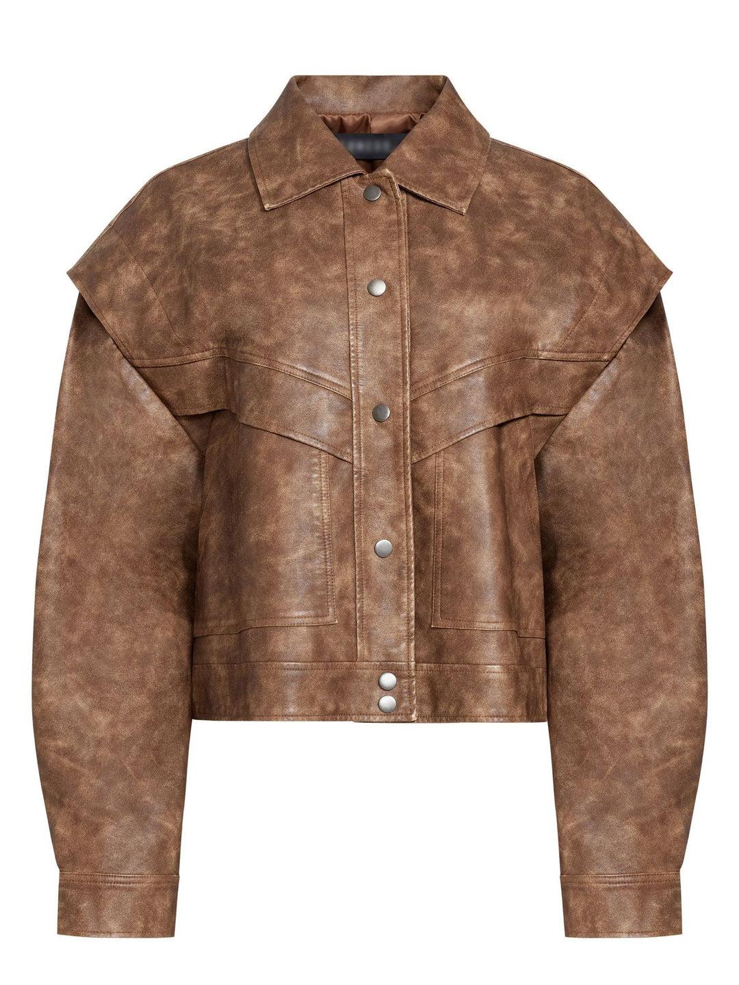 Women's Fashion Faux Leather Jacket with Oversized Cut