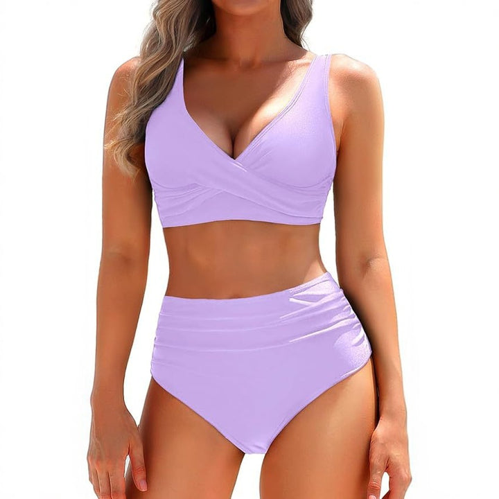 Women High-Waisted Bikini Set with Wrap Top Mune Fashion 1782205596