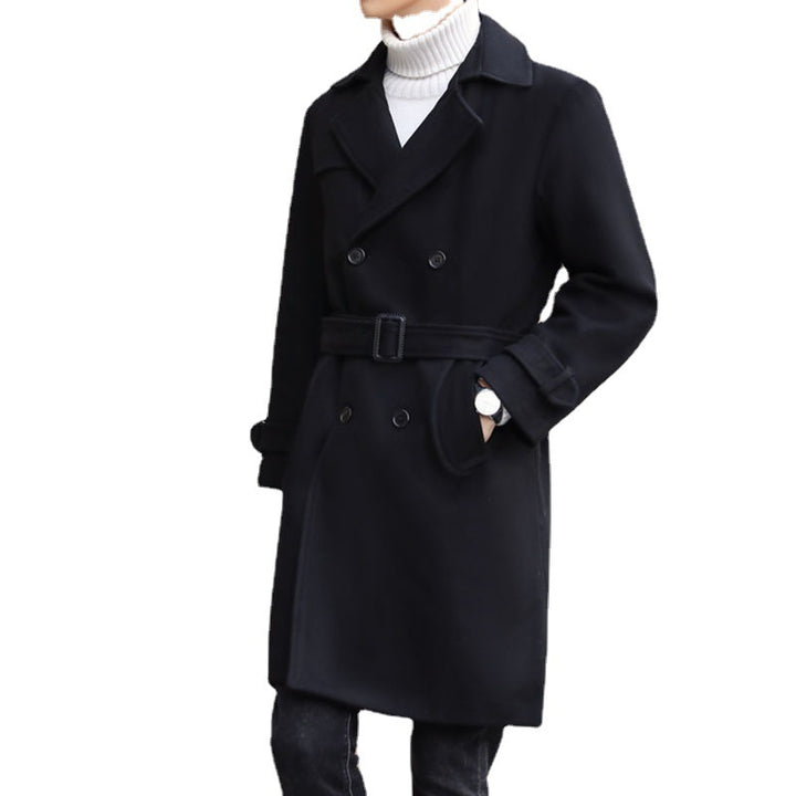 Men's Double-Breasted Wool Coat with Shawl Collar and Tailored Silhouette Mune Fashion
