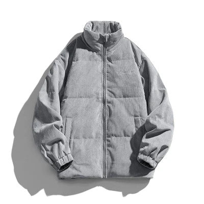 Unisex Cord Quilted Jacket with Stand Collar and Thermal Insulation Mune Fashion