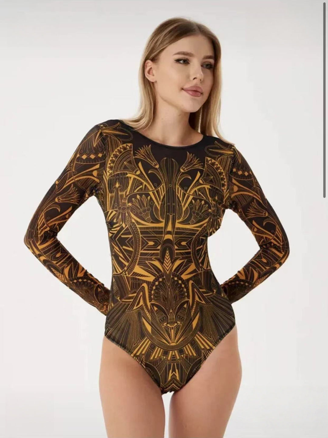 Women’s swimsuit with long sleeves and elegant floral design Mune Fashion