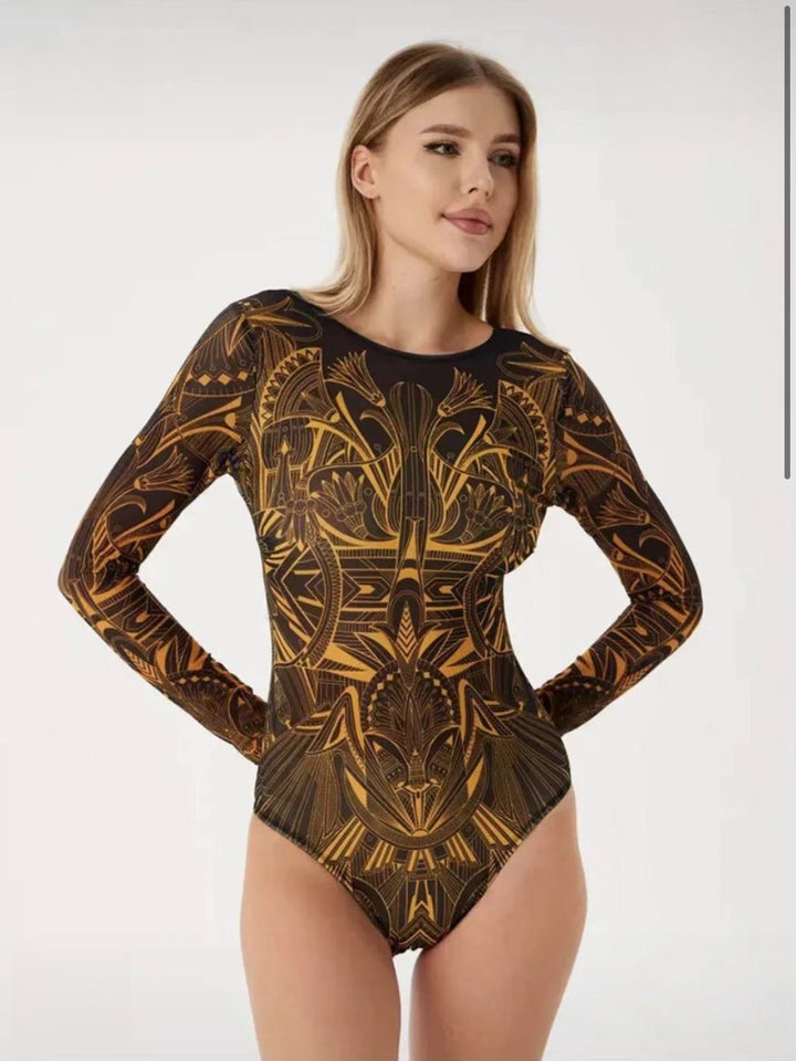 Women’s swimsuit with long sleeves and elegant floral design Mune Fashion