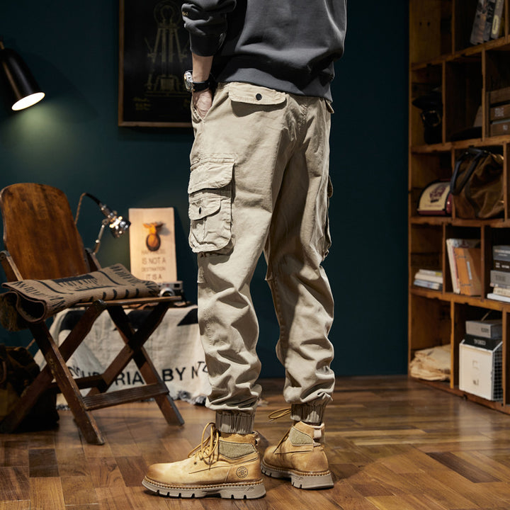 Men's Utility Cargo Jogger with Elastic Waistband, Drawstring and Multiple Pockets Drune