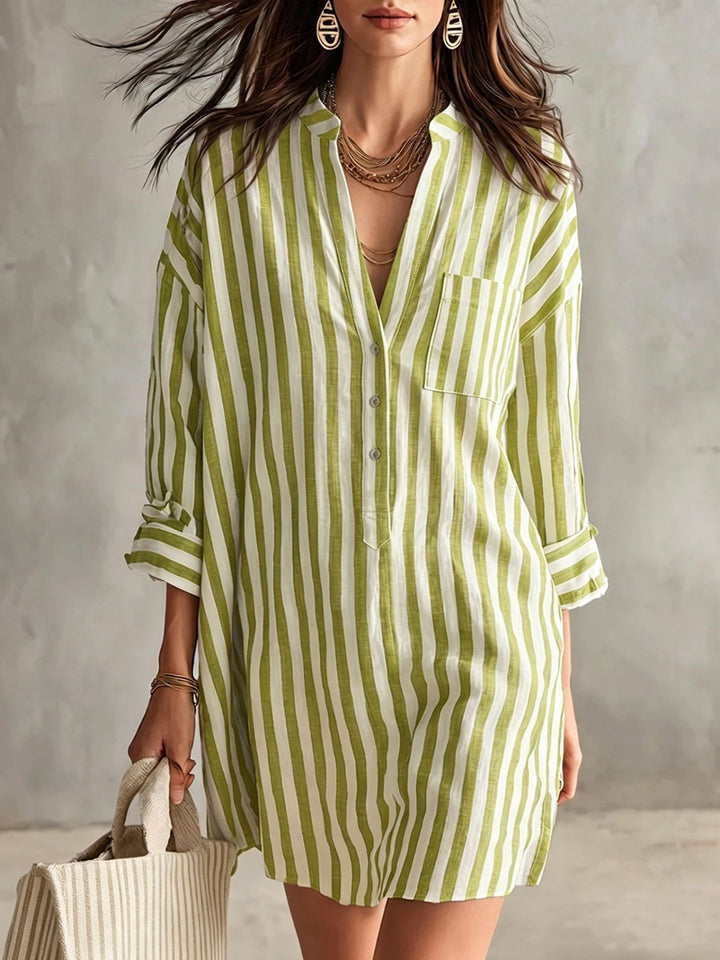 Women Casual and Airy Linen Shirt Dress Mune Fashion
