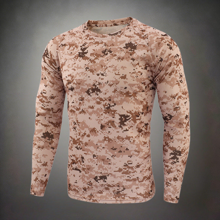 Men's Functional Long Sleeve Shirt with Camouflage Pattern