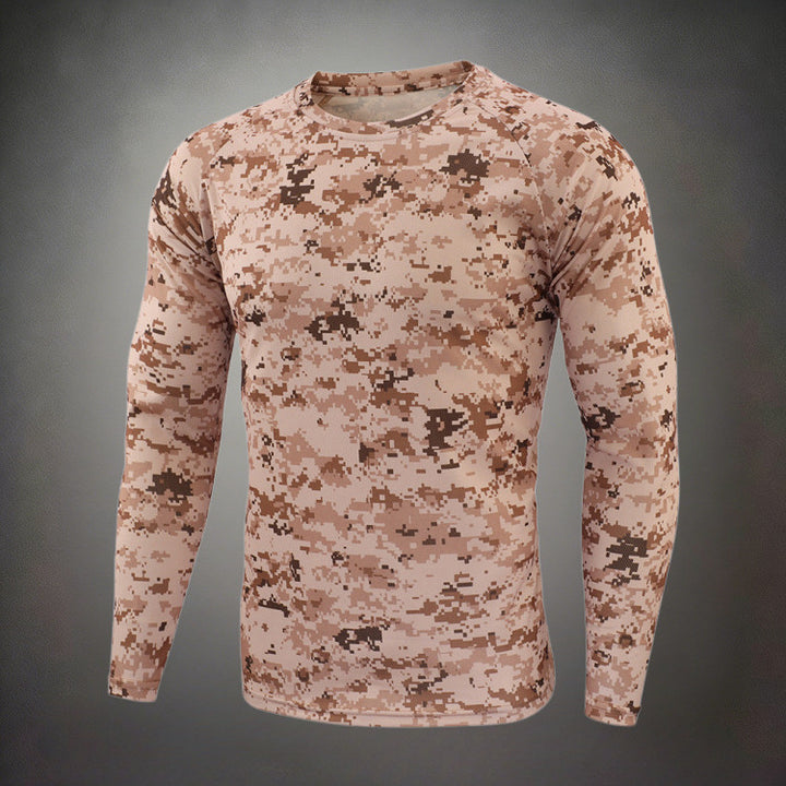 Men's Functional Long Sleeve Shirt with Camouflage Pattern