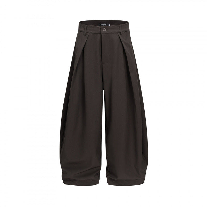 Ladies Wide Balloon Pants with High Waist, Pleats and Cuffed Hem Mune Fashion