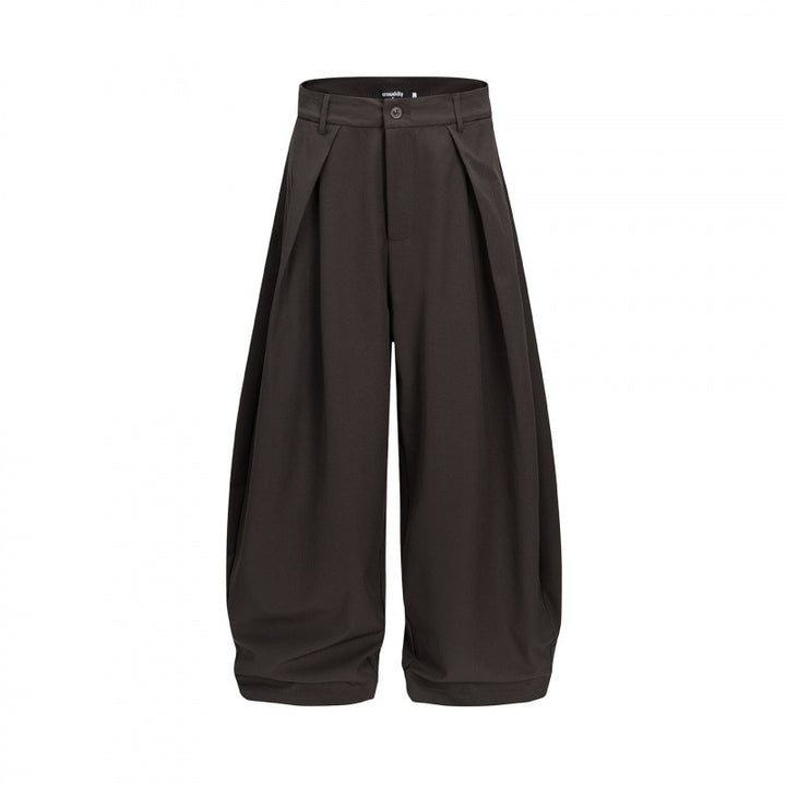 Ladies Wide Balloon Pants with High Waist, Pleats and Cuffed Hem Mune Fashion