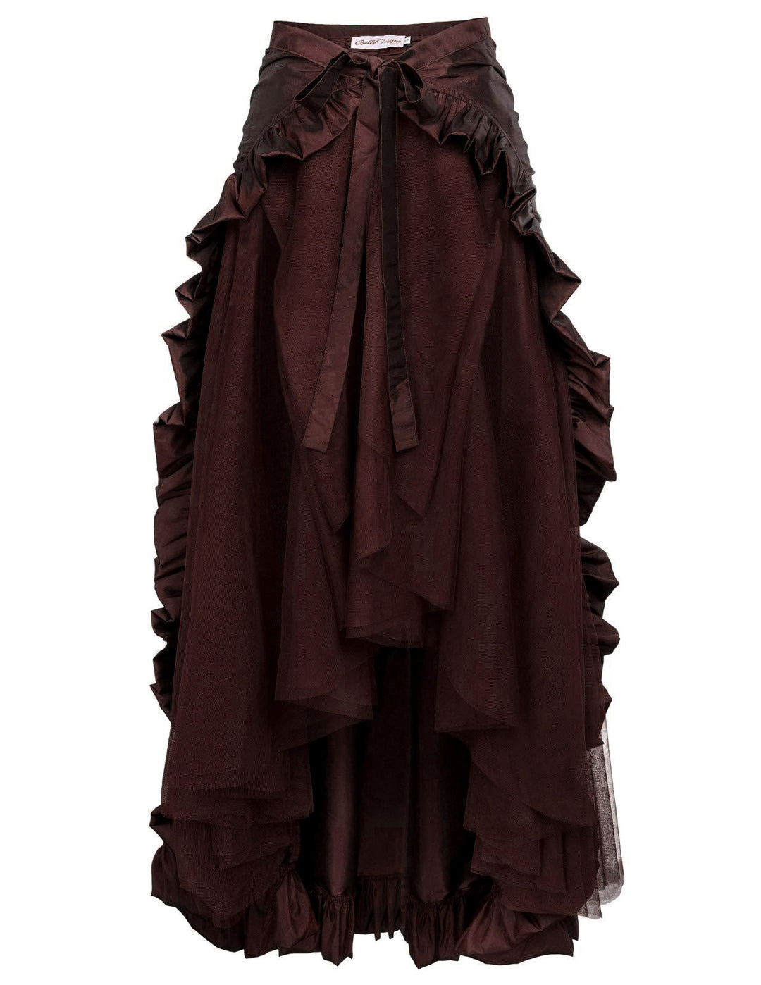 Ladies nan maxi skirt with layered ruffles, asymmetrical flounce and belted tie Mune Fashion