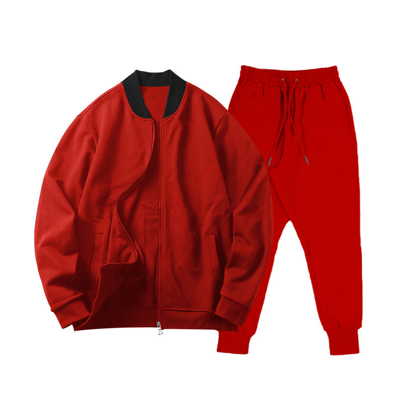 Men's casually cut sweat set with zip bomber jacket and tapered jogging pants made of soft cotton fleece Mune Fashion