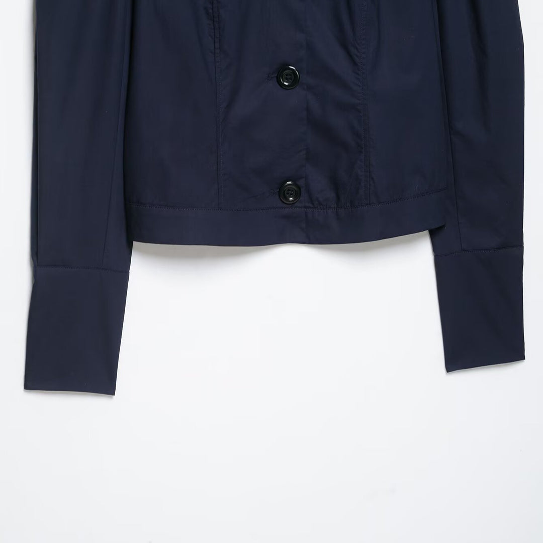 Women's Cropped Shirt Jacket with Puff Sleeves and Continuous Button Placket Mune Fashion