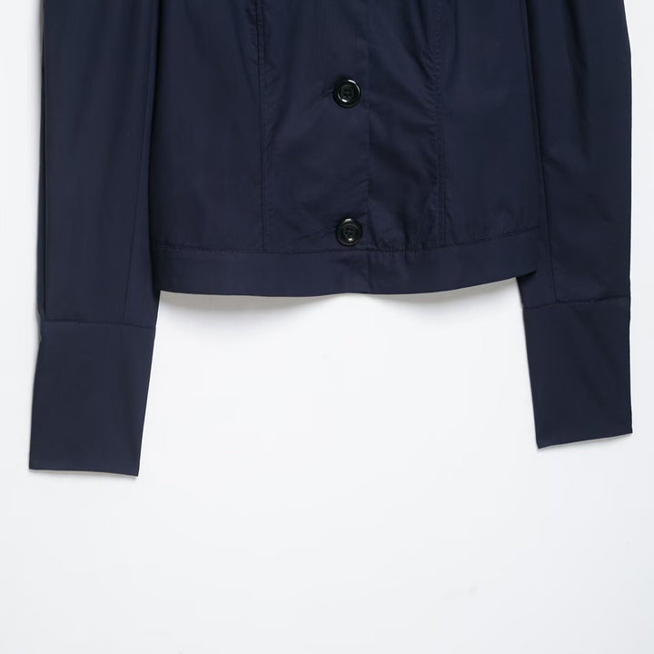 Women's Cropped Shirt Jacket with Puff Sleeves and Continuous Button Placket Mune Fashion