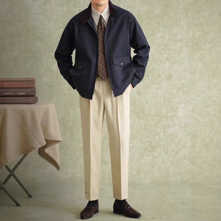 Men's Harrington jacket with corduroy collar and patch pockets Mune Fashion
