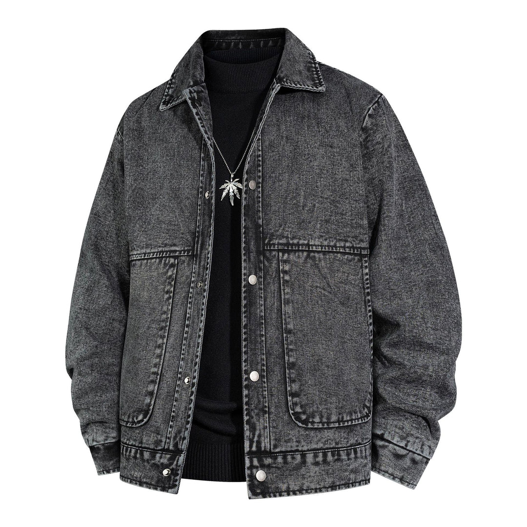 Men's Oversized Denim Jacket with Stonewash Effect and Patch Pockets Mune Fashion