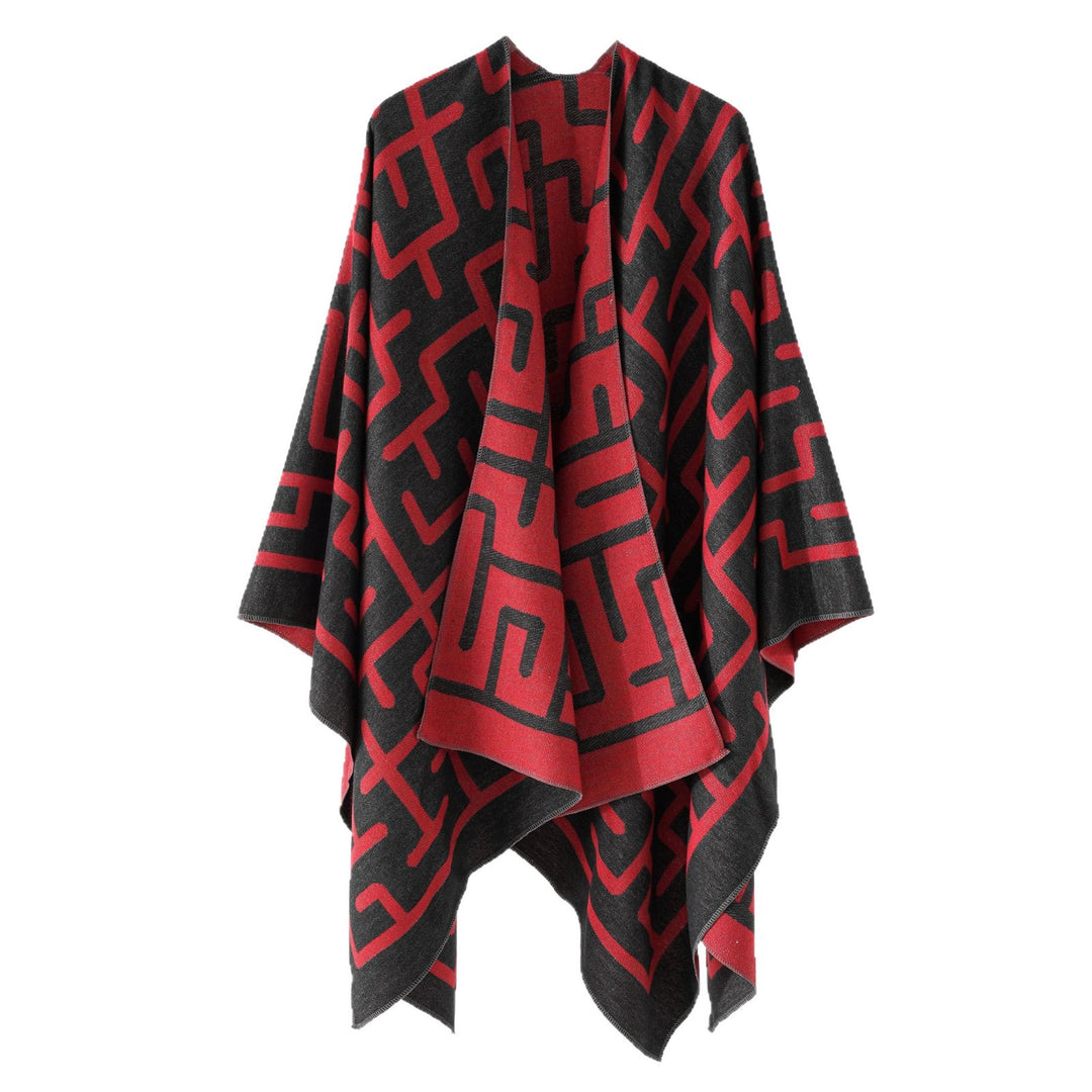 Women's Reversible Jacquard Wrap with Graphic Pattern Mune Fashion