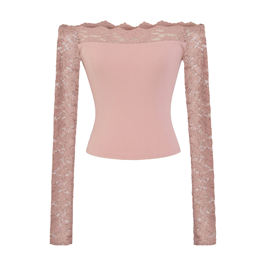 Ladies Carmen top with lace sleeves and off-the-shoulder cut Mune Fashion