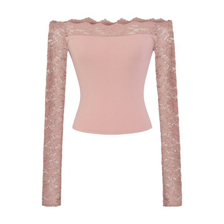 Ladies Carmen top with lace sleeves and off-the-shoulder cut Mune Fashion
