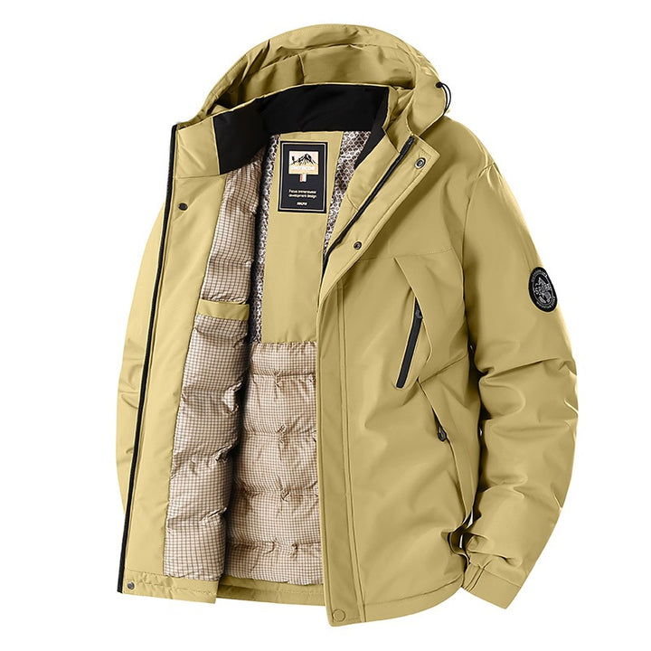 Men's Windproof Thermal Parka with Removable Hood, Stand-Up Collar & Hidden Zipper Pockets Mune Fashion