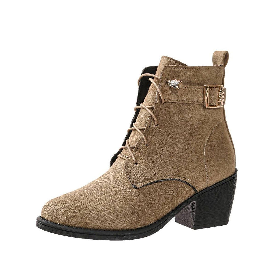 Women Chic Lace-up Ankle Boots Mune Fashion