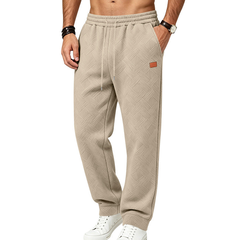 Men's Textured Jogging Pants with Elastic Waistband and Drawstring Mune Fashion