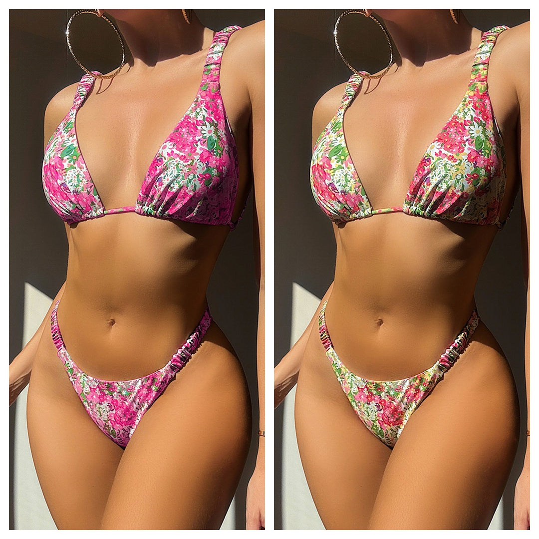 Women's Floral Pattern Triangle Bikini Mune Fashion