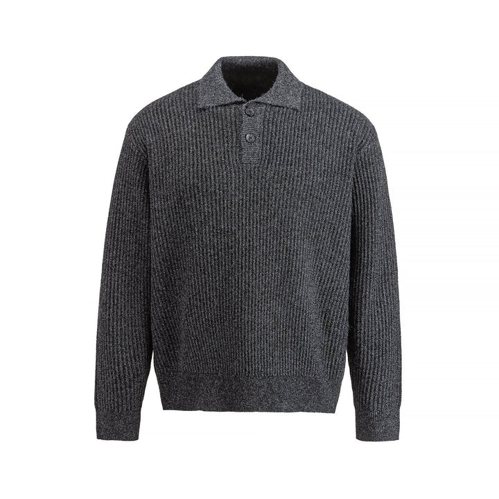 Men's knit sweater with polo collar and distinctive ribbed structure Mune Fashion